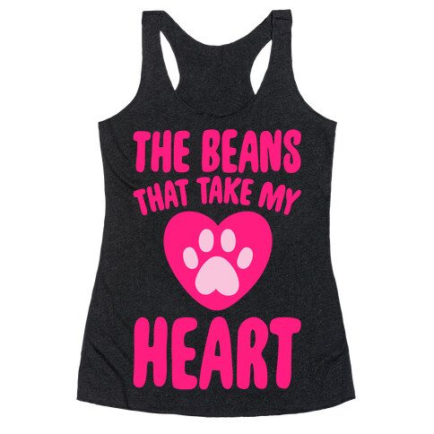 The Beans That Take My Heart White Print Racerback Tank Top