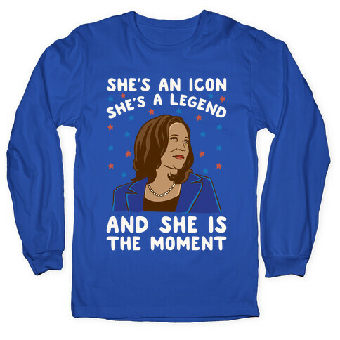 She Is The Moment Kamala Harris White Print Long Sleeve T-Shirt