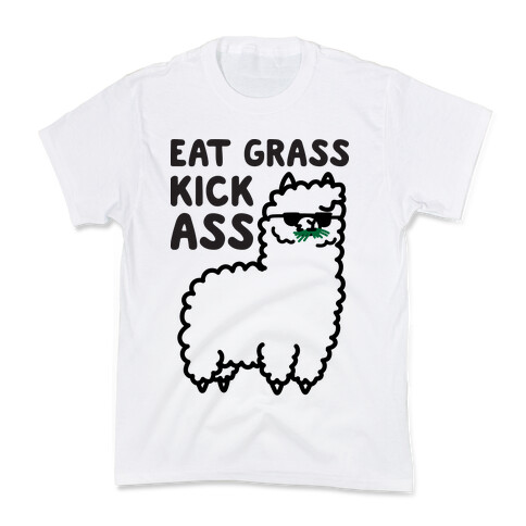 Eat Grass Kick Ass Llama Kids T-Shirt