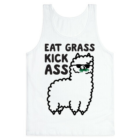Eat Grass Kick Ass Llama Tank Top