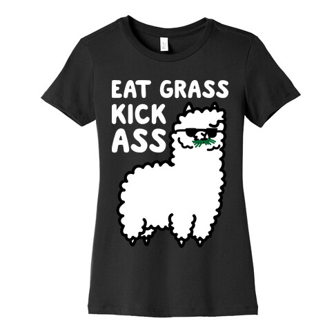 Eat Grass Kick Ass Llama Womens T-Shirt