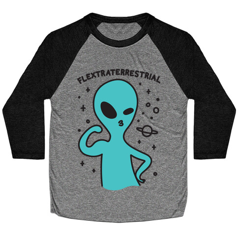 Flextraterrestrial Flexing Alien Baseball Tee