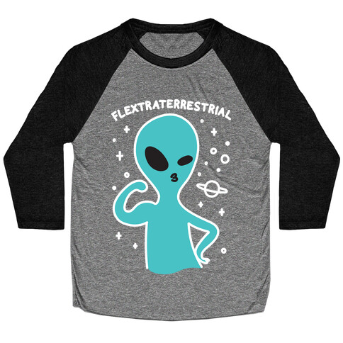 Flextraterrestrial Flexing Alien Baseball Tee