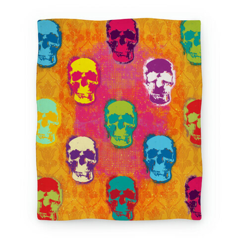 Retro Pop Art Skull Blanket Blanket