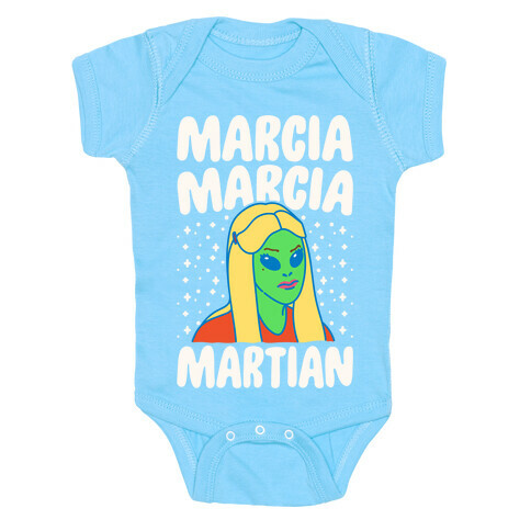 Marcia Marcia Martian Parody White Print Baby One-Piece