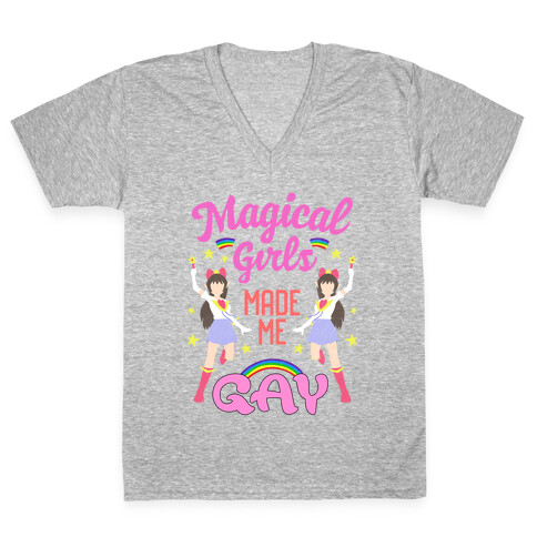 Magical Girls Made Me Gay V-Neck Tee Shirt