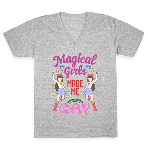 Magical Girls Made Me Gay V-Neck Tee Shirt