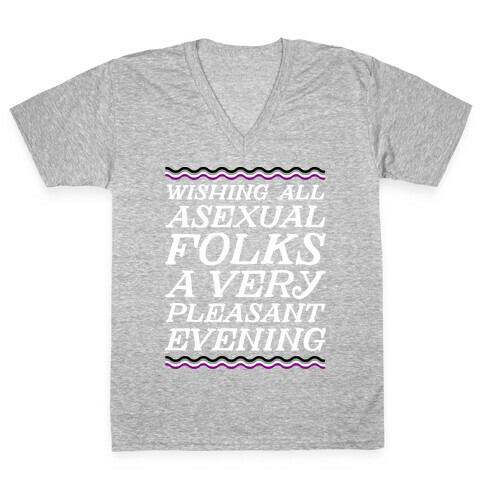 Wishing All Asexual Folks A Very Pleasant Evening V-Neck Tee Shirt