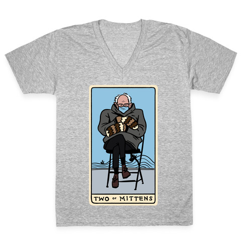 Two of Mittens (Bernie Tarot Parody) V-Neck Tee Shirt