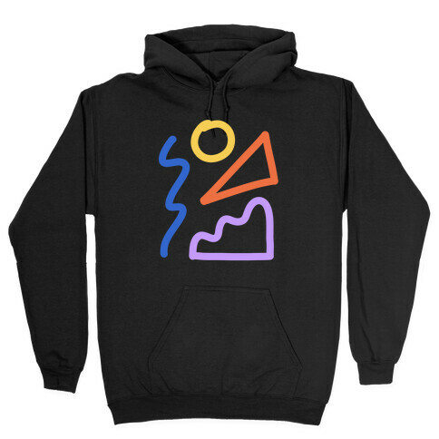 Bold Abstract Shape Outlines Hooded Sweatshirt