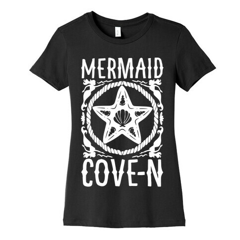 Mermaid Cove-n White Print Womens T-Shirt