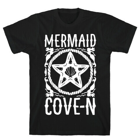 Mermaid Cove-n White Print T-Shirt