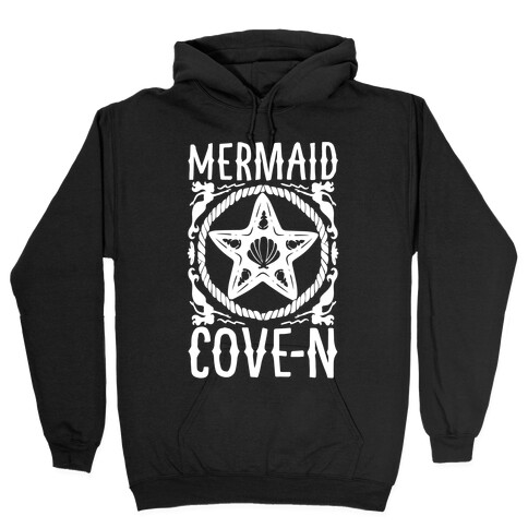 Mermaid Cove-n White Print Hooded Sweatshirt