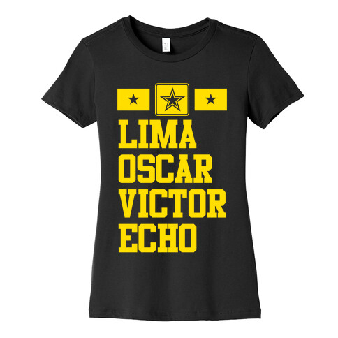 Lima Oscar Victor Echo (Army) Womens T-Shirt