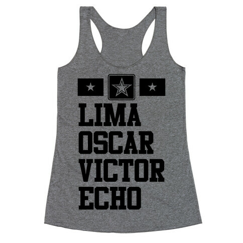 Lima Oscar Victor Echo (Army) Racerback Tank Top