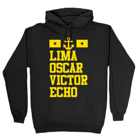 Lima Oscar Victor Echo (Navy) Hooded Sweatshirt