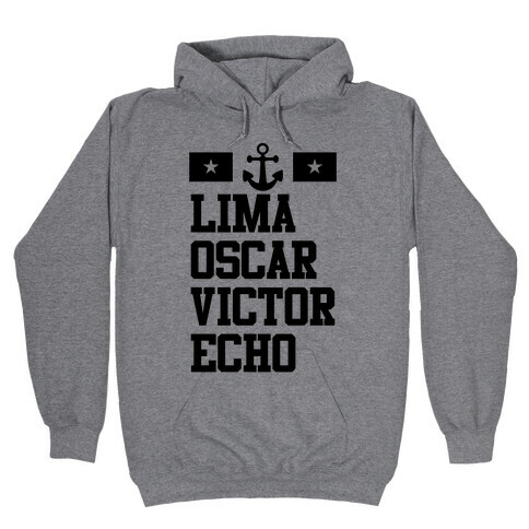 Lima Oscar Victor Echo (Navy) Hooded Sweatshirt