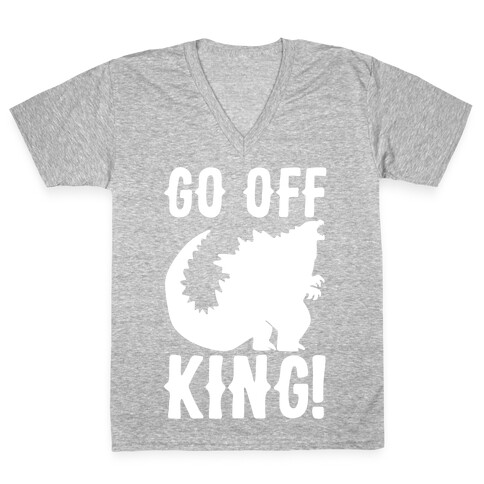 Go Off King White Print V-Neck Tee Shirt