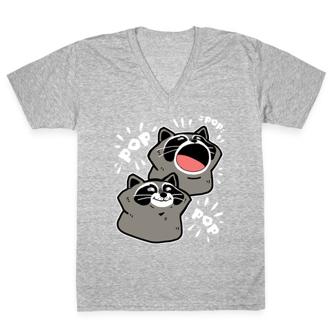Pop Raccoon V-Neck Tee Shirt