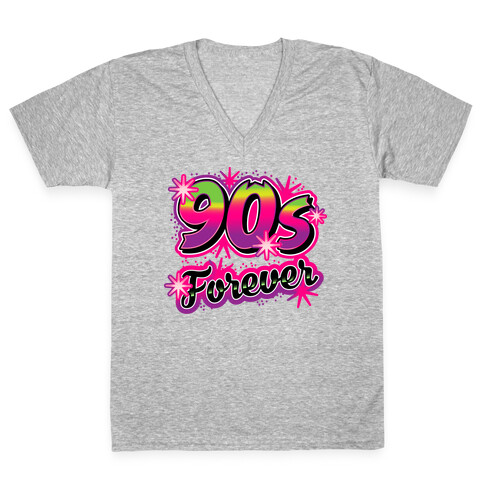 Airbrush 90s Forever  V-Neck Tee Shirt