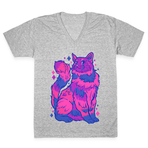 Bisexual Pride Cat V-Neck Tee Shirt