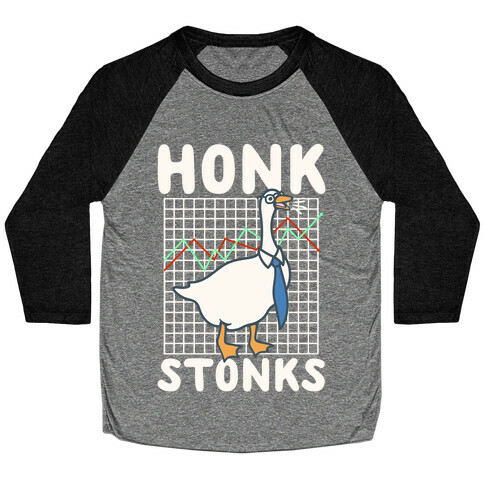 Honk Stonks White Print Baseball Tee