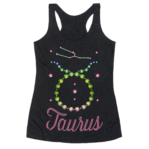 90's BeDazzle Zodiacs: Taurus Racerback Tank Top