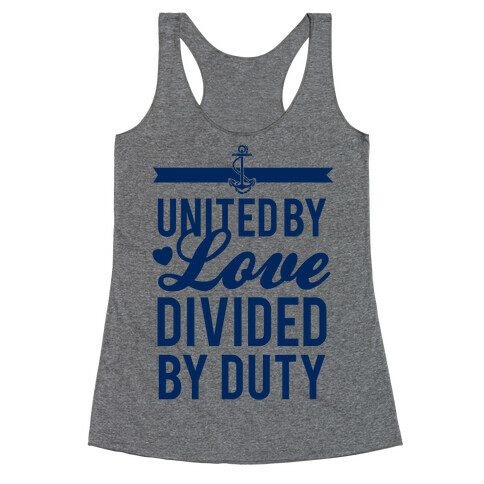 United By Love, Divided By Duty (Navy) Racerback Tank Top