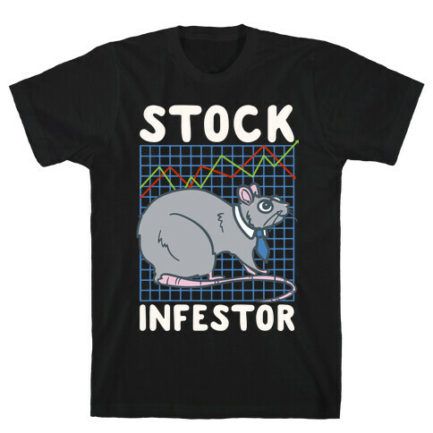 Stock Infestor Parody White Print T-Shirt