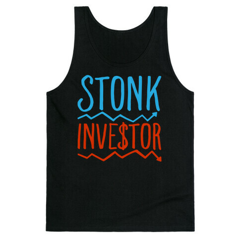 Stonk Investor Parody White Print Tank Top