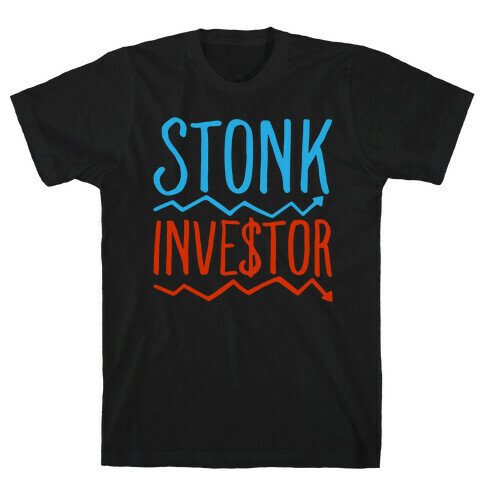 Stonk Investor Parody White Print T-Shirt