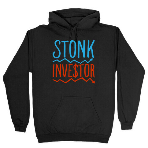Stonk Investor Parody White Print Hooded Sweatshirt