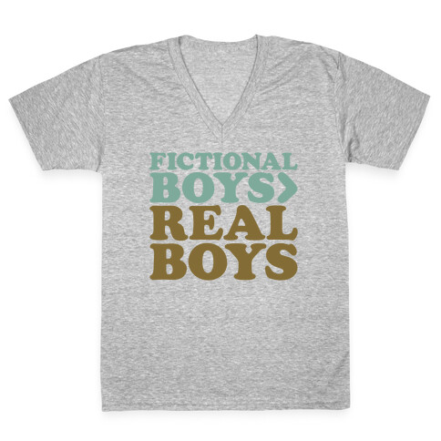 Fictional Boys > Real Boys White Print V-Neck Tee Shirt