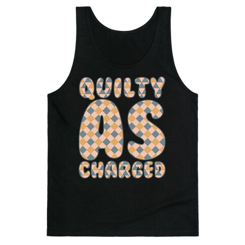 Quilty As Charged White Print Tank Top