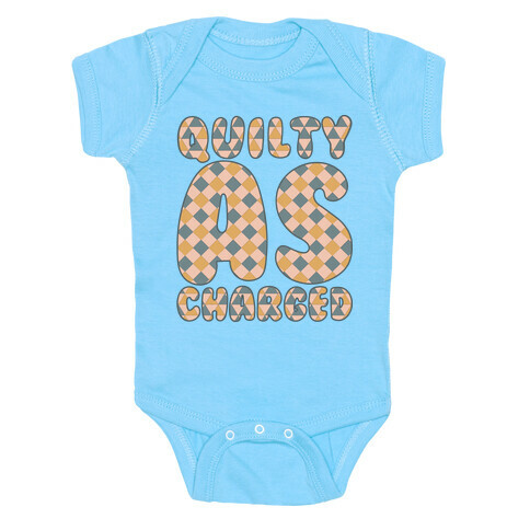 Quilty As Charged White Print Baby One-Piece