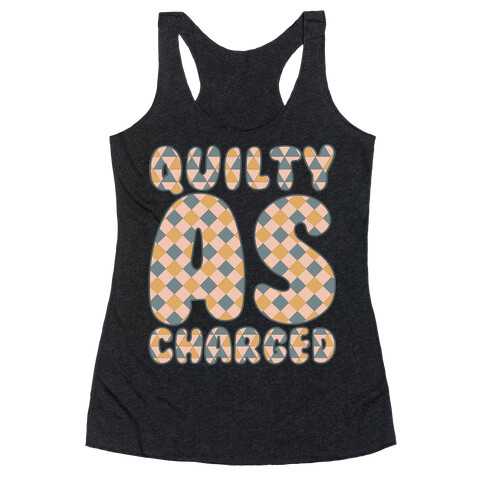 Quilty As Charged White Print Racerback Tank Top