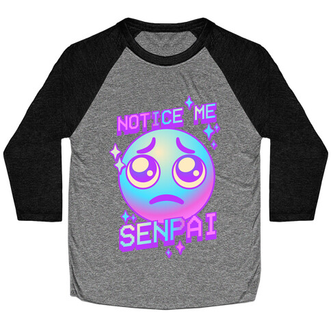 Notice Me Senpai Vaporwave Emoji Baseball Tee