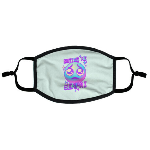 Notice Me Senpai Vaporwave Emoji Flat Face Mask