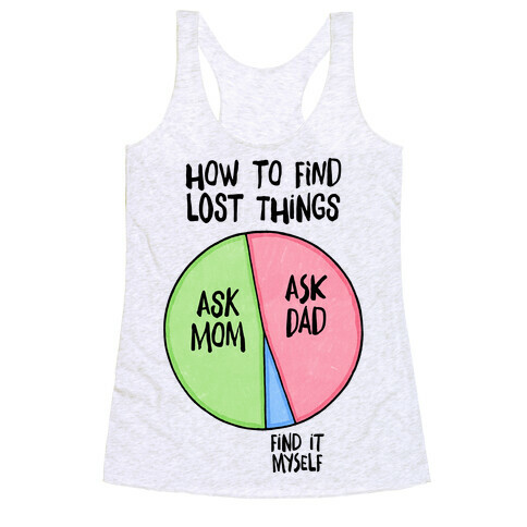 How To Find Things: Ask Mom And Dad Racerback Tank Top