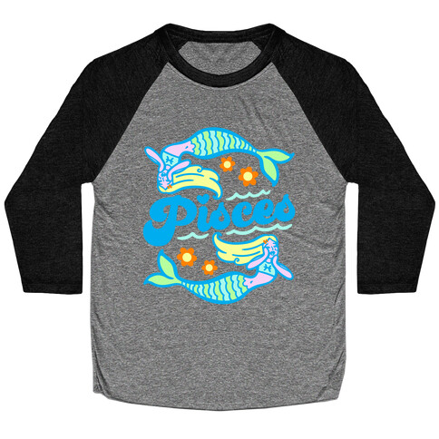 90's Aesthetic Pisces White Print Baseball Tee