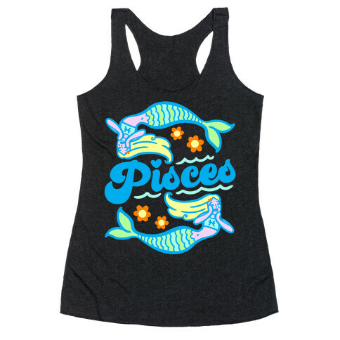 90's Aesthetic Pisces White Print Racerback Tank Top