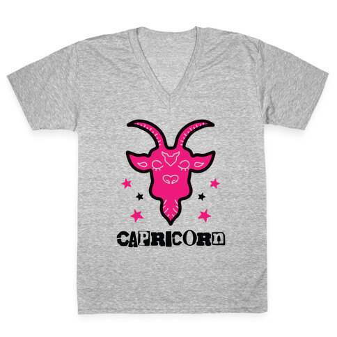 Punk Capricorn Ram V-Neck Tee Shirt