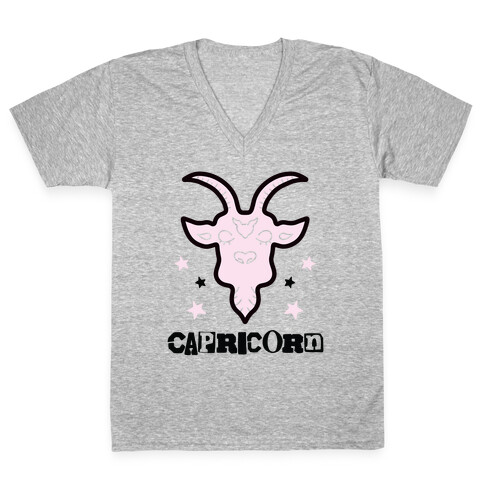 Punk Capricorn Ram V-Neck Tee Shirt