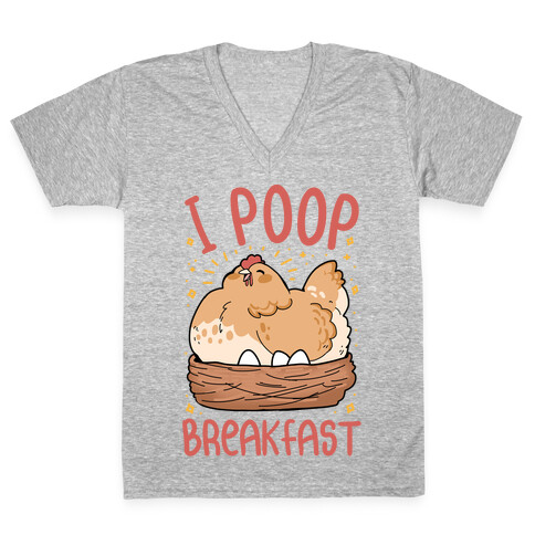 I Poop Breakfast V-Neck Tee Shirt