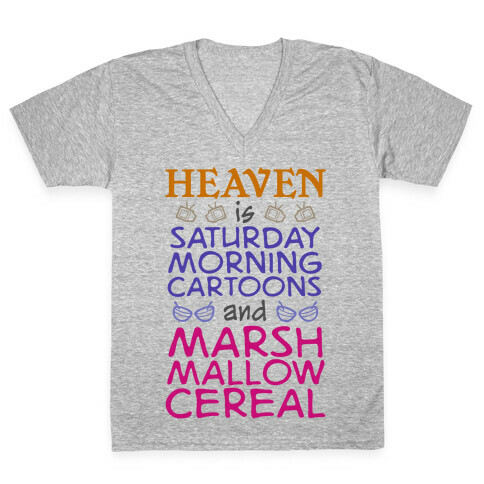Heaven Is Cartoons And Cereal V-Neck Tee Shirt