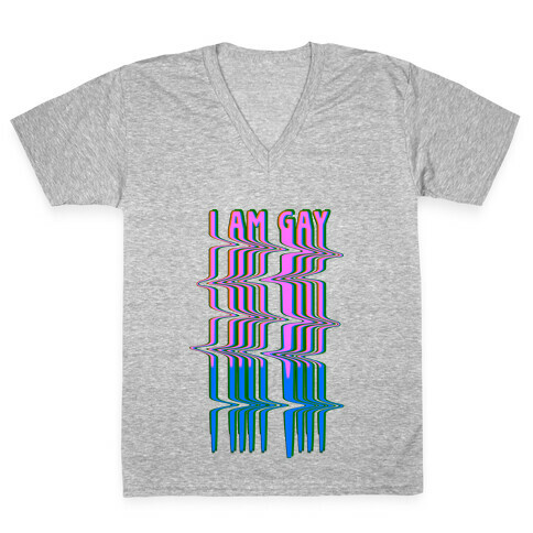 I Am Gay Vaporwave Drip V-Neck Tee Shirt