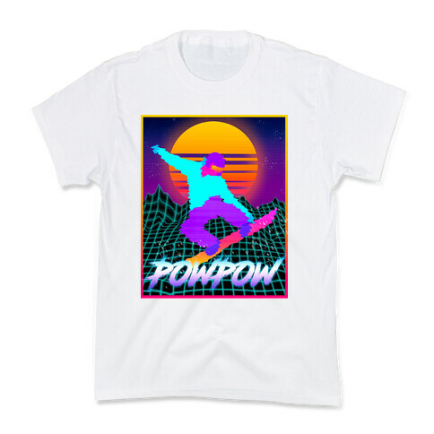 POWPOW Synthwave Snowboarder Kids T-Shirt