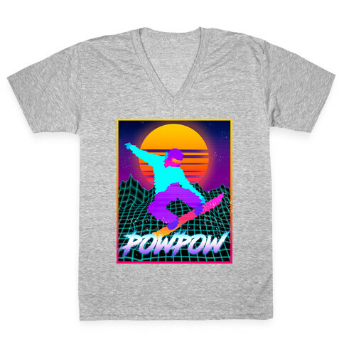 POWPOW Synthwave Snowboarder V-Neck Tee Shirt