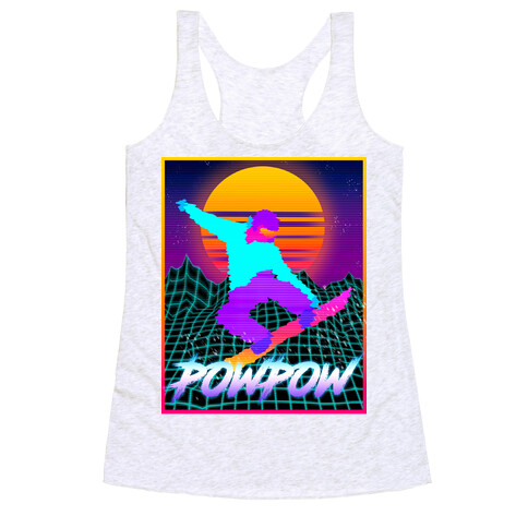 POWPOW Synthwave Snowboarder Racerback Tank Top