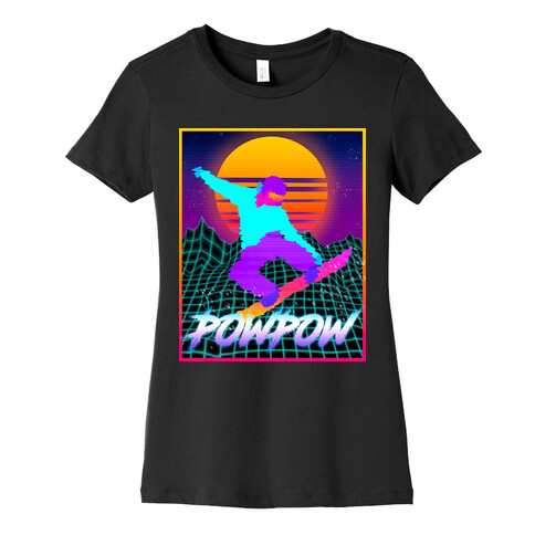 POWPOW Synthwave Snowboarder Womens T-Shirt